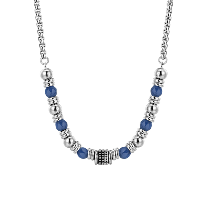 MEN'S NECKLACE IN BLUE SODALITE STEEL
