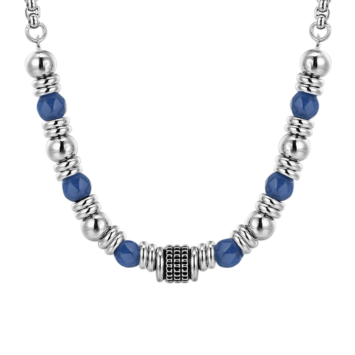 MEN'S NECKLACE IN BLUE SODALITE STEEL