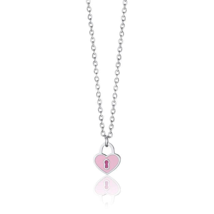 GIRL'S STEEL NECKLACE WITH HEART PADLOCK