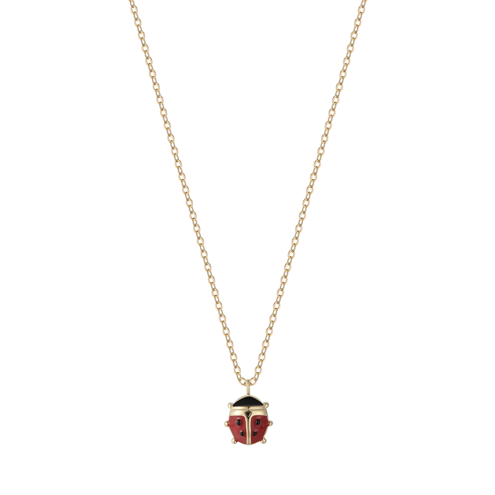 GIRL'S NECKLACE IN IP GOLD STEEL WITH LADYBUG