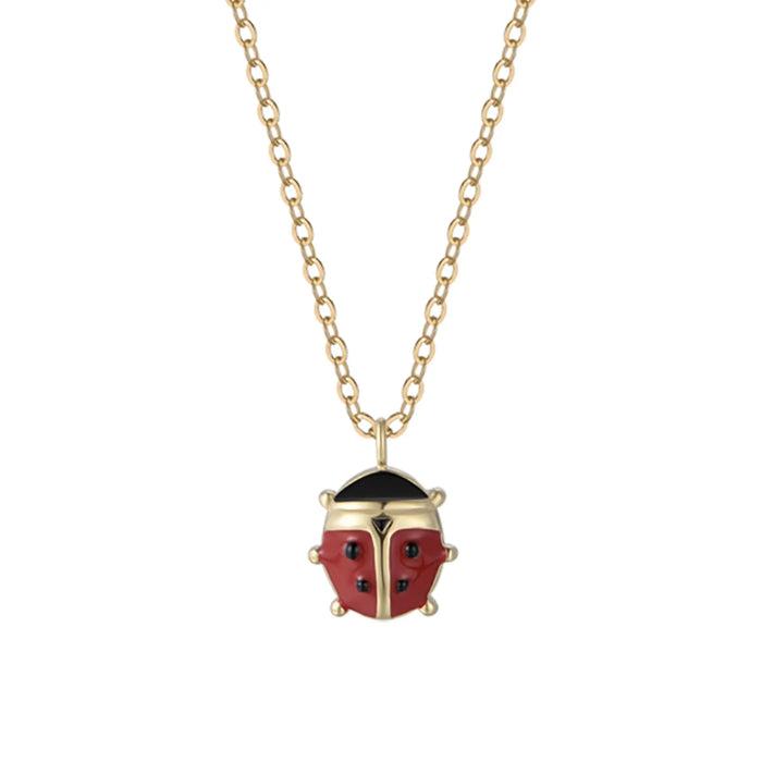 GIRL'S NECKLACE IN IP GOLD STEEL WITH LADYBUG