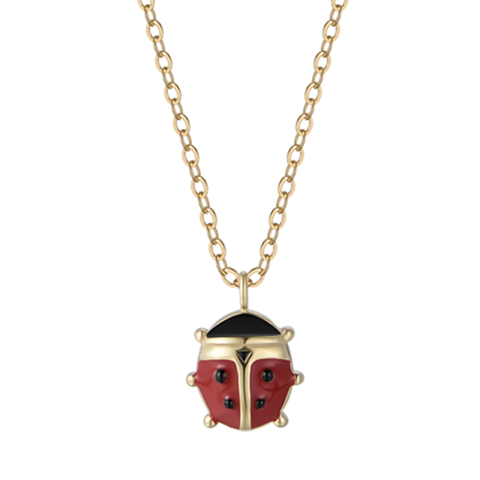 GIRL'S NECKLACE IN IP GOLD STEEL WITH LADYBUG