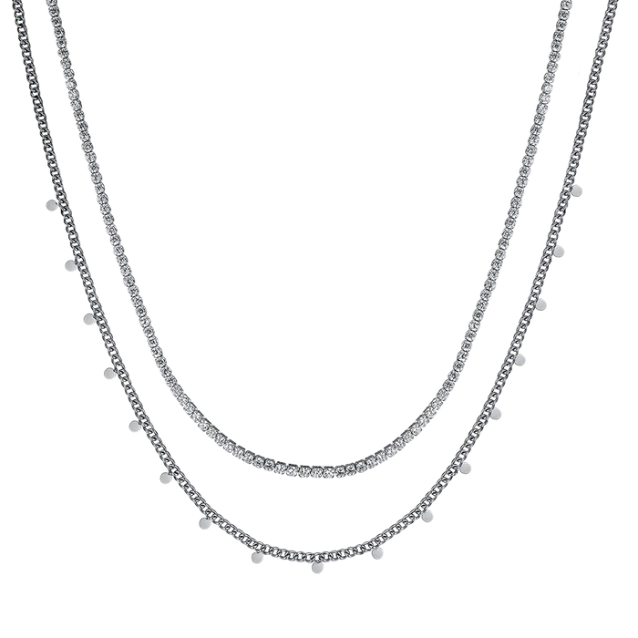 COLLANA DONNA IN ACCIAIO CON CRISTALLI BIANCHI