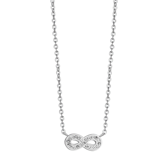 COLLANA DONNA IN ACCIAIO CON INFINITO E CRISTALLI BIANCHI