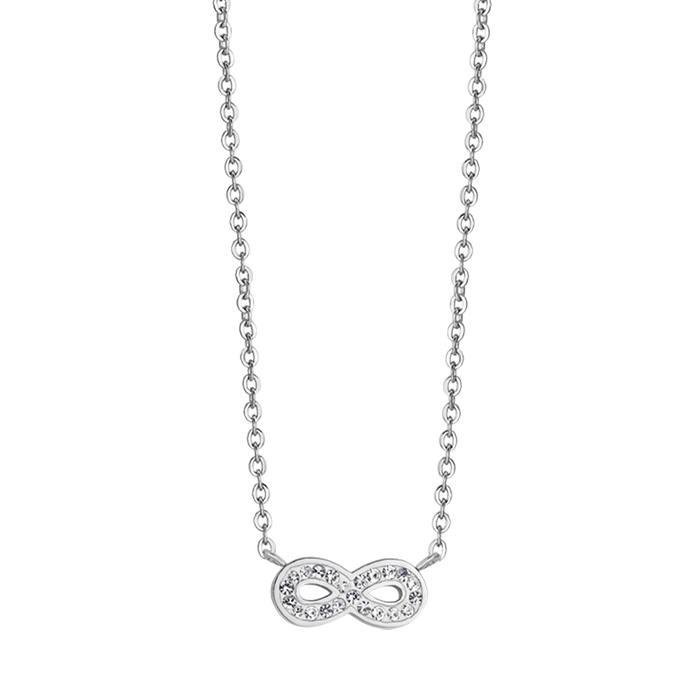 COLLANA DONNA IN ACCIAIO CON INFINITO E CRISTALLI BIANCHI