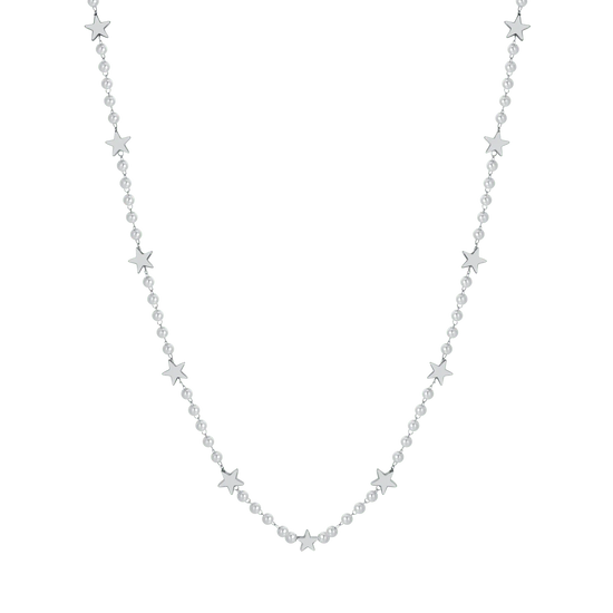 COLLIER FEMME EN ACIER AVEC PERLES BLANCHES ET ÉTOILES
