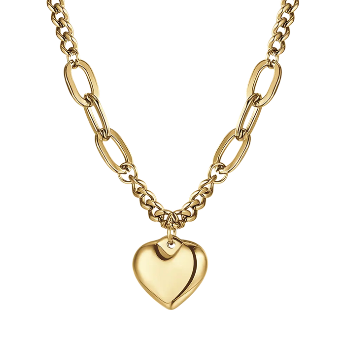 COLLANA DONNA IN ACCIAIO IP GOLD CON CUORE PENDENTE