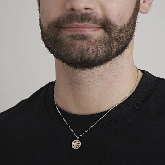 MEN'S NECKLACE IN STEEL WITH WIND ROSE IP ROSE