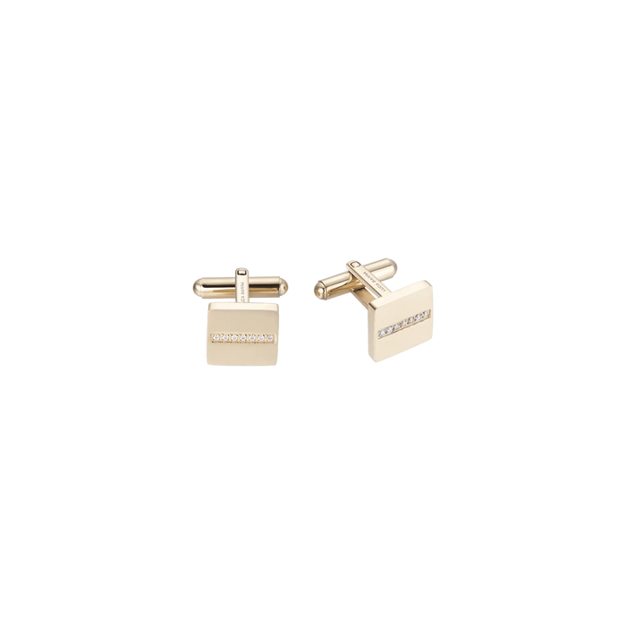 BOUTONS DE MANCHETTE POUR HOMME EN ACIER DORÉ IP AVEC CRISTAUX BLANCS