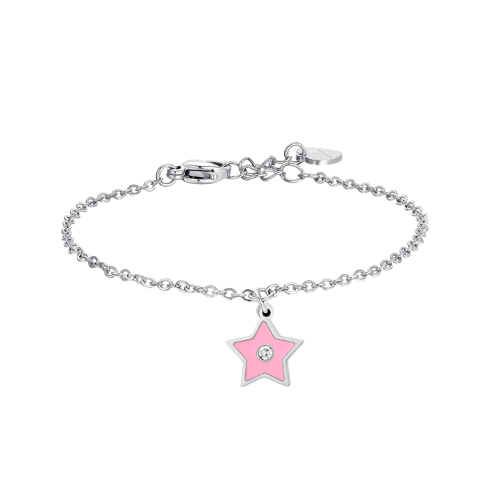 GIRL'S BRACELET IN STEEL WITH PINK ENAMEL