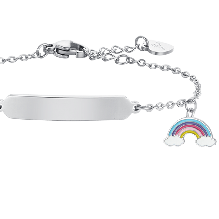 GIRL'S STEEL BRACELET WITH RAINBOW AND PLATE