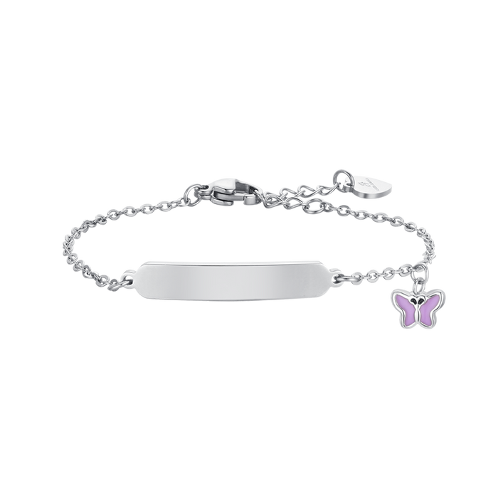 GIRL'S BRACELET IN STEEL, PURPLE ENAMEL AND PLATE