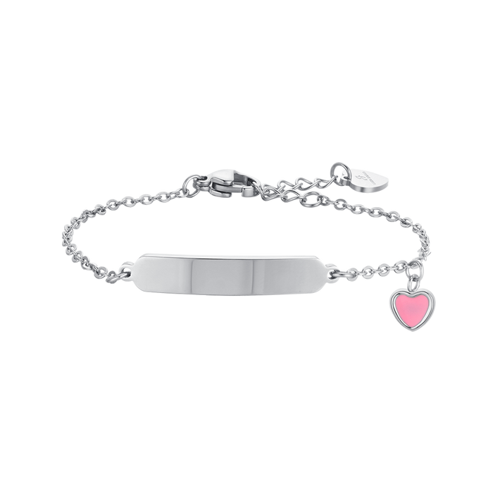 GIRL'S STEEL BRACELET WITH HEART AND PLATE