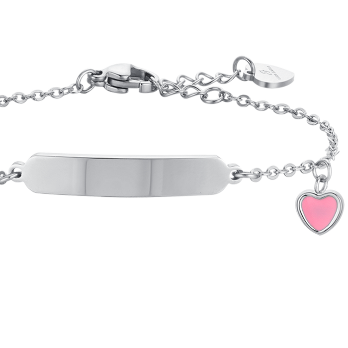 GIRL'S STEEL BRACELET WITH HEART AND PLATE