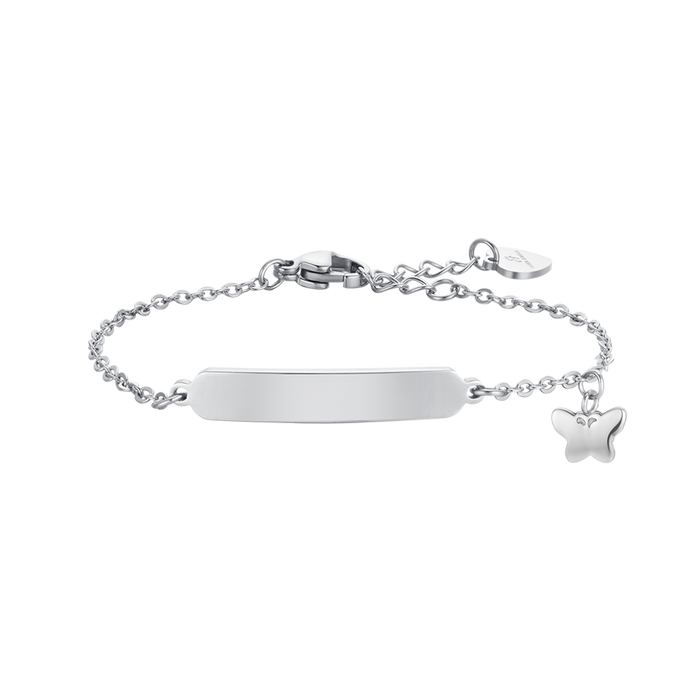 GIRL'S STEEL BRACELET WITH BUTTERFLIES AND PLATE