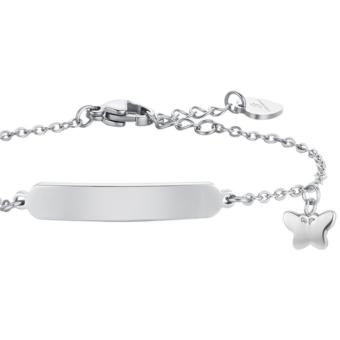 GIRL'S STEEL BRACELET WITH BUTTERFLIES AND PLATE