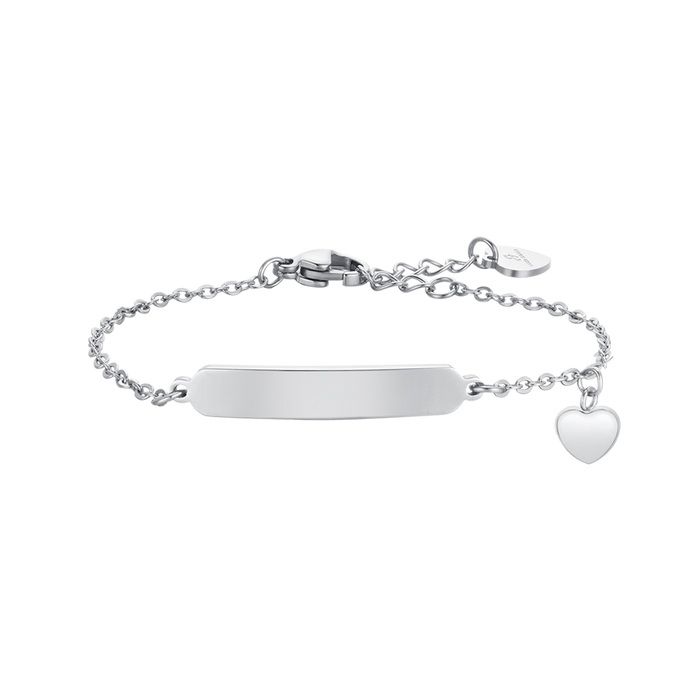GIRL'S BRACELET IN STEEL WITH HEARTS AND PLATE