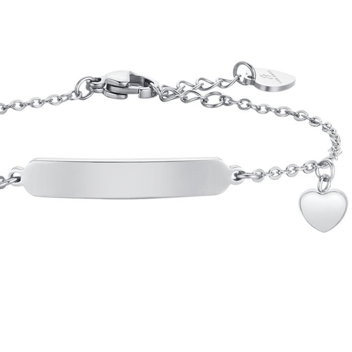 GIRL'S BRACELET IN STEEL WITH HEARTS AND PLATE