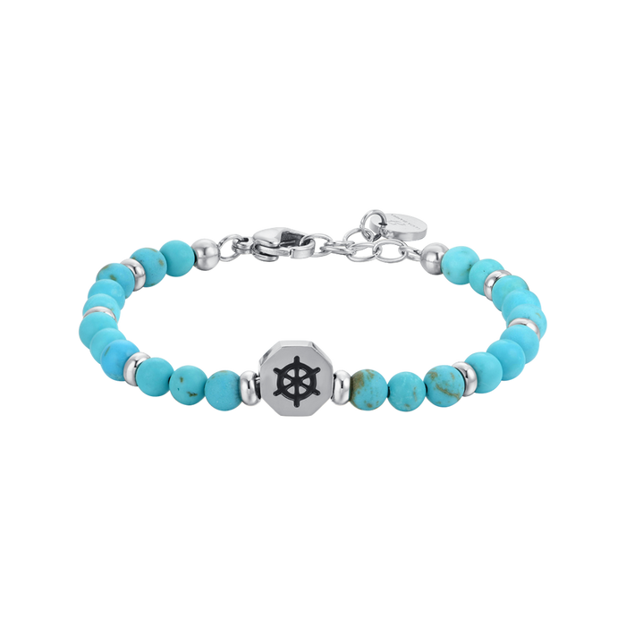 CHILDREN'S BRACELET IN STEEL HELM WITH TURQUOISE STONES