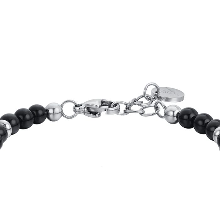 CHILDREN'S BRACELET IN STEEL ANCHOR WITH BLACK STONES