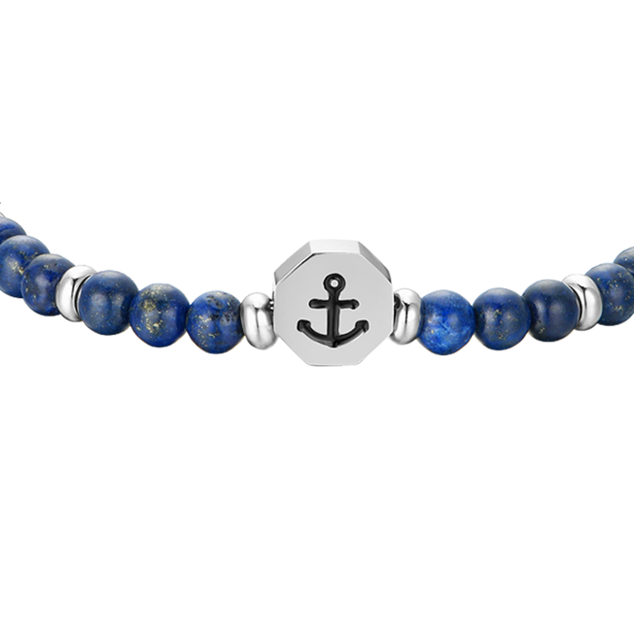 CHILDREN'S BRACELET IN STEEL ANCHOR WITH BLUE STONES