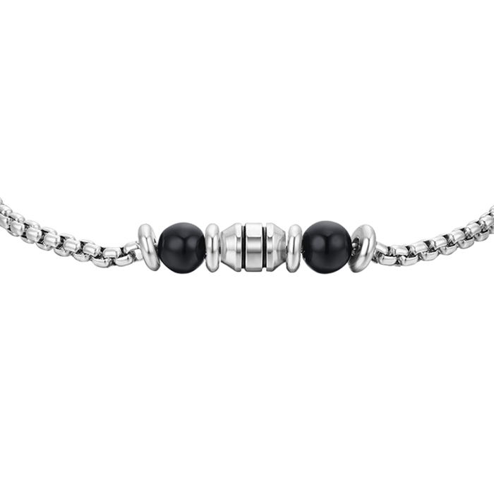 BRACCIALE BAMBINO IN ACCIAIO PIETRE NERE