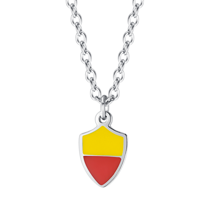 CHILDREN'S NECKLACE IN STEEL WITH YELLOW AND RED ENAMEL