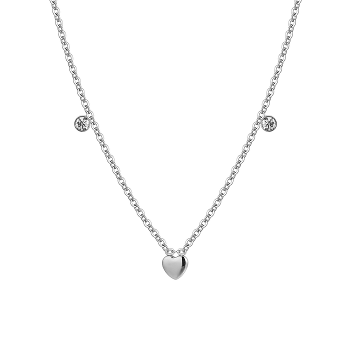 GIRL'S NECKLACE IN STEEL WITH HEARTS AND CRYSTALS