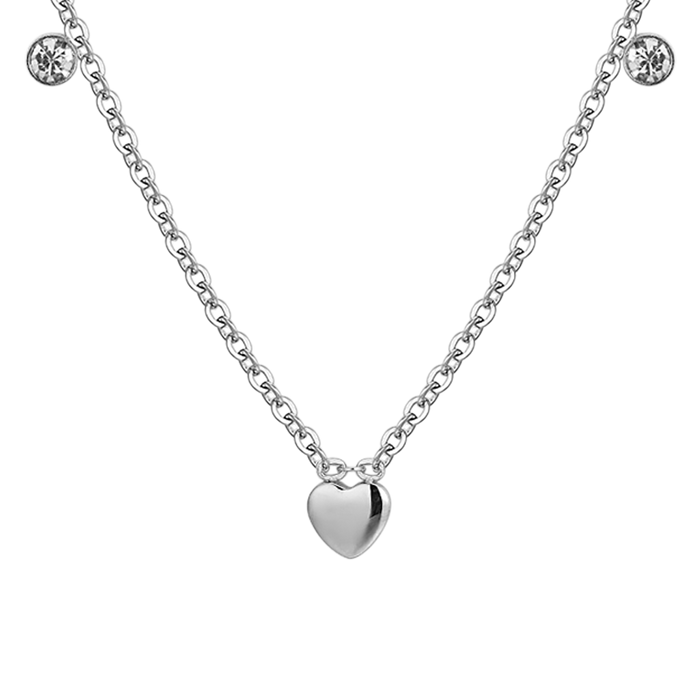 GIRL'S NECKLACE IN STEEL WITH HEARTS AND CRYSTALS
