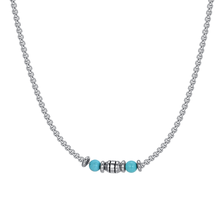 CHILDREN'S NECKLACE IN STEEL WITH TURQUOISE STONES