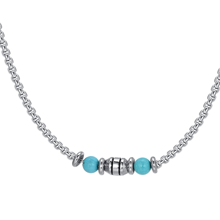CHILDREN'S NECKLACE IN STEEL WITH TURQUOISE STONES