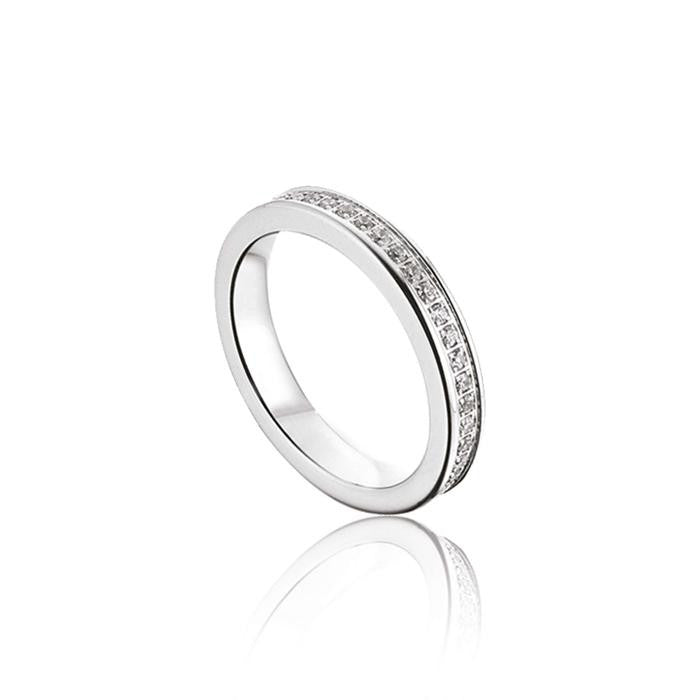Steel Ring With White Crystals
