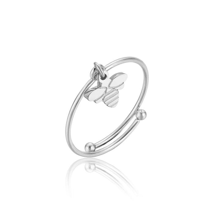 Steel Ring With Bee Size M