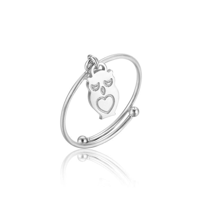 Anello In Acciaio Con Gufo Misura M