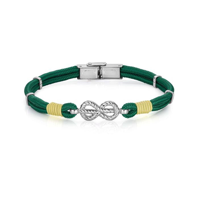 Bracelet avec corde verte et nœud en acier
