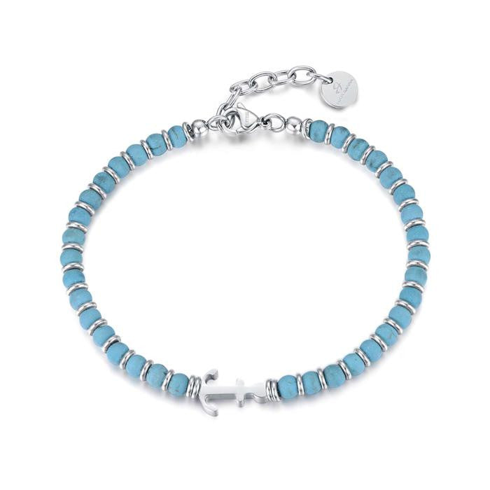 Steel Bracelet With Turquoise Stones