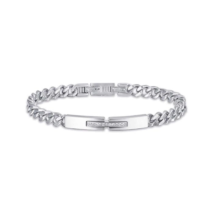 Steel Bracelet With White Crystals