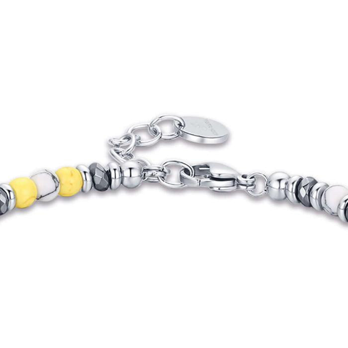 Bracelet en acier avec pierres jaunes et blanches