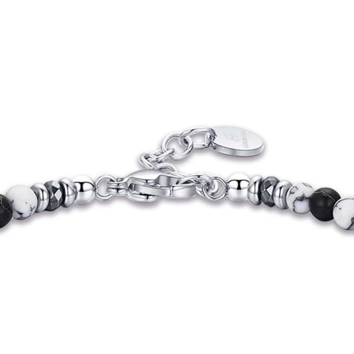 Steel Bracelet With Black And White Stones