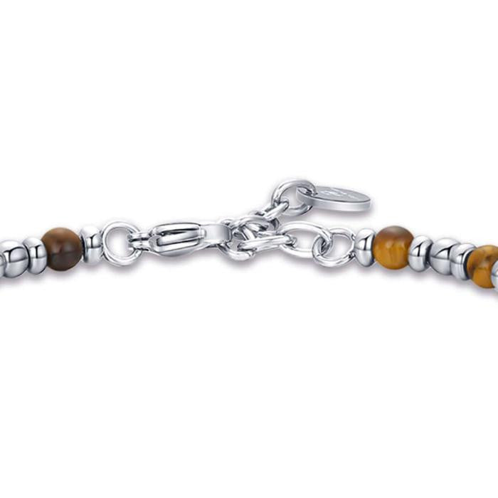 Bracelet en acier avec croix et œil de tigre