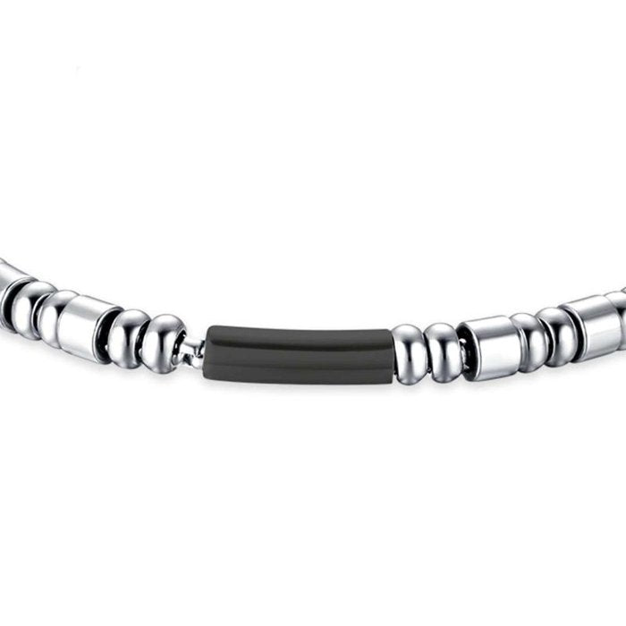 Bracciale in acciaio con elemento ip nero
