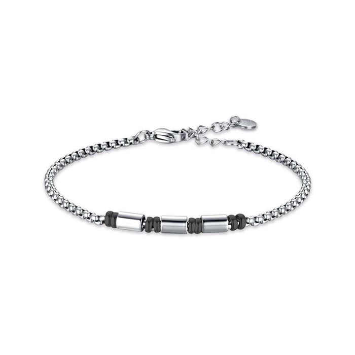 Steel bracelet with black IP elements