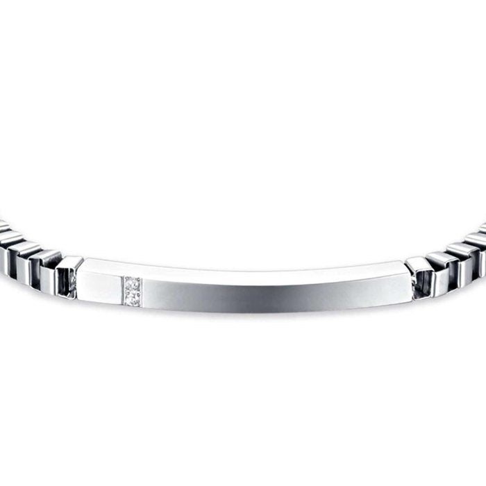 Steel bracelet with white crystals