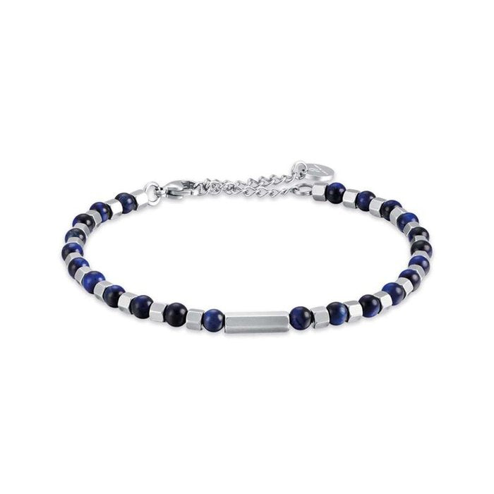 Steel bracelet with blue stones