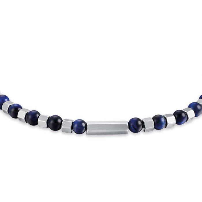 Steel bracelet with blue stones