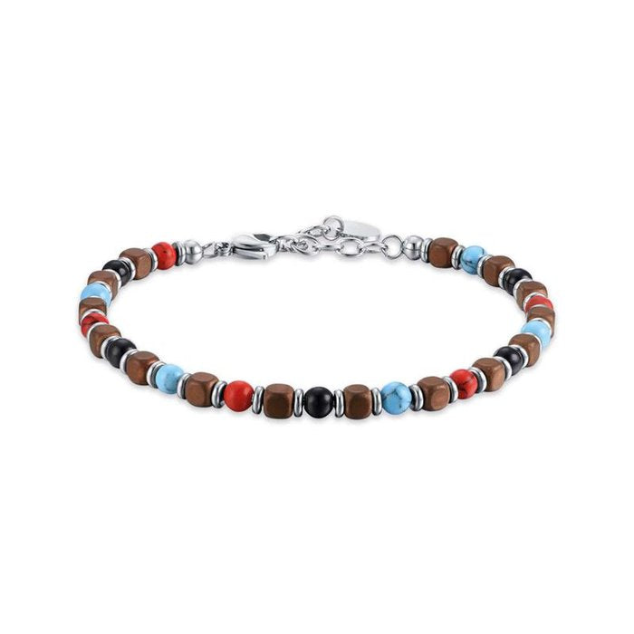 Steel bracelet with multicolor stones