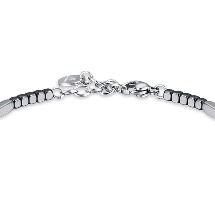 Bracelet en acier avec hématite grise et argent