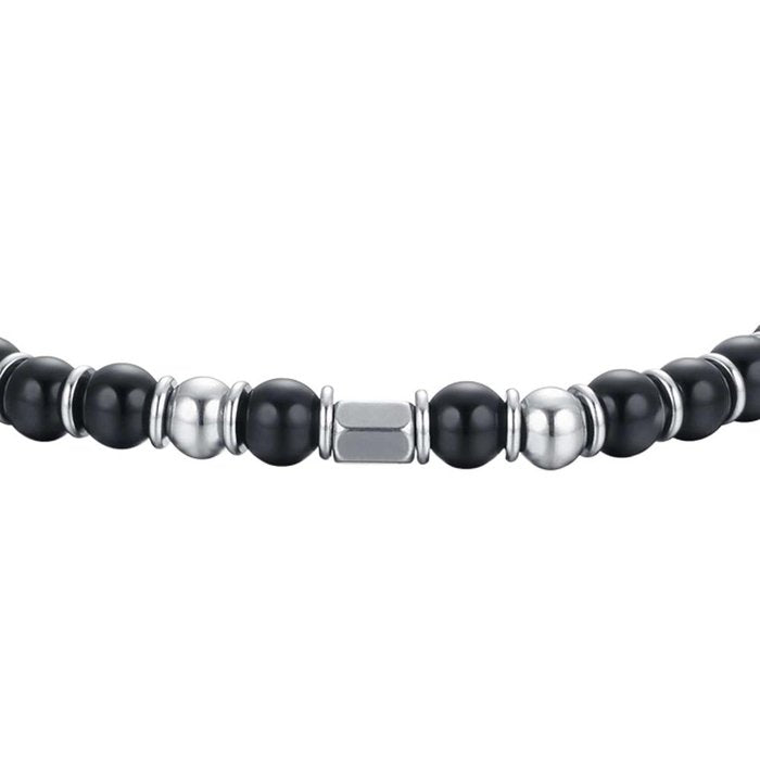 Bracciale in acciaio con pietre nere