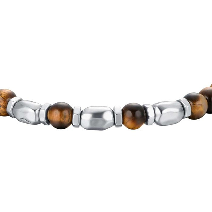 Bracciale in acciaio con pietre occhio di tigre