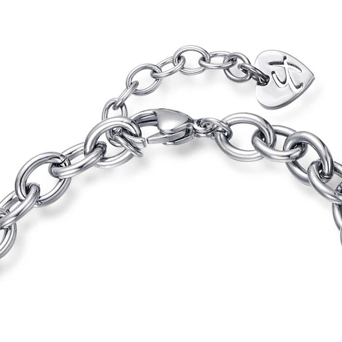 Bracelet en acier - Cœur + Cloche Son du Bonheur
